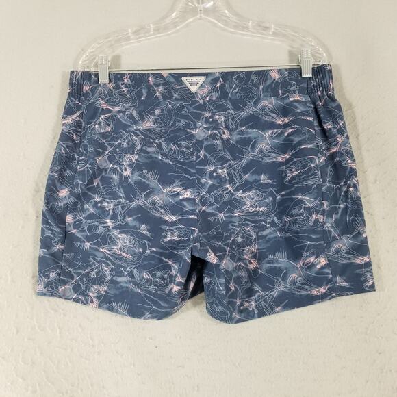 Columbia PFG Shorts Mens Large Blue Fish Print Performance Quick Dry Swim Trunks - Picture 7 of 16